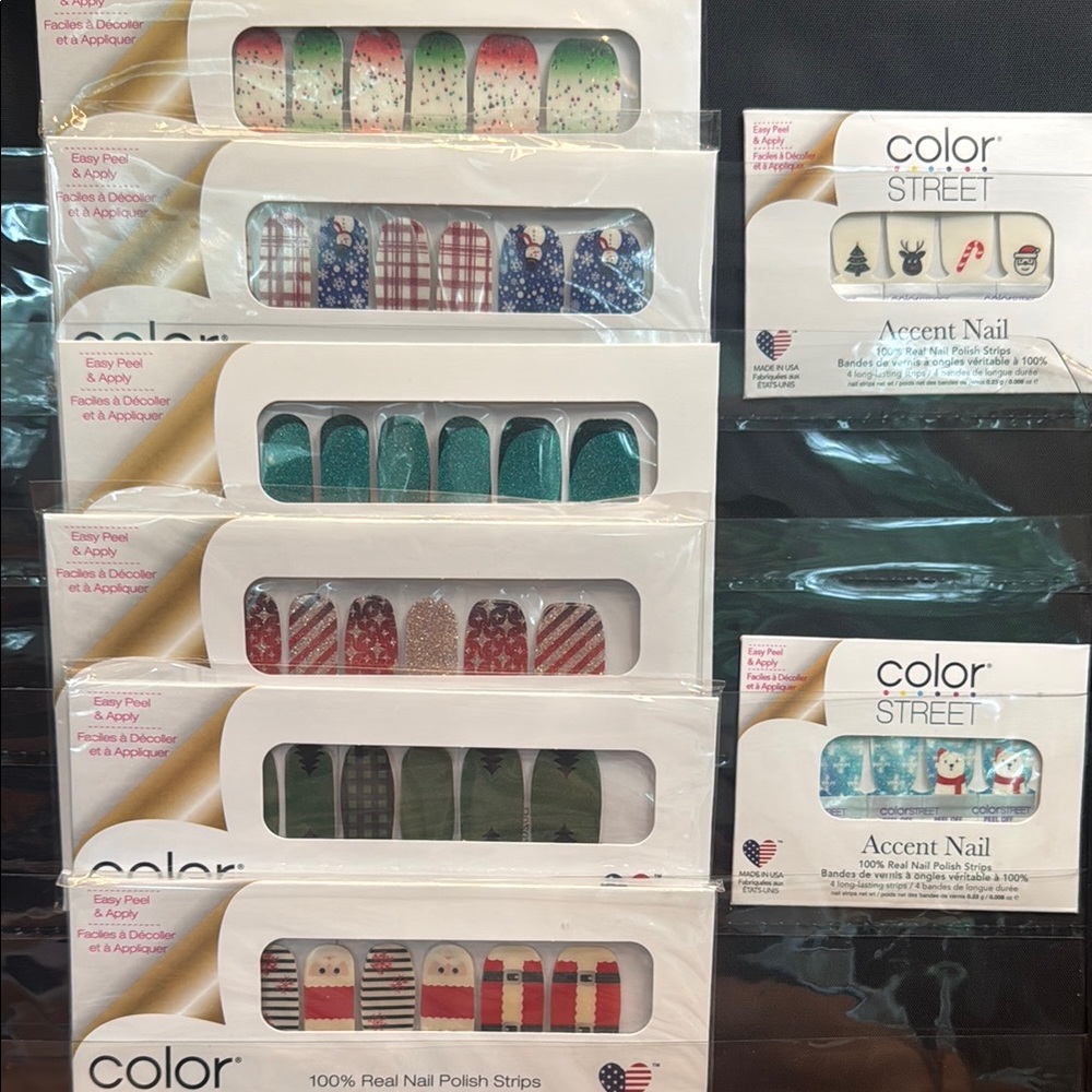 Color Street Holiday Nail Polish Strips - Red, Green, Blue